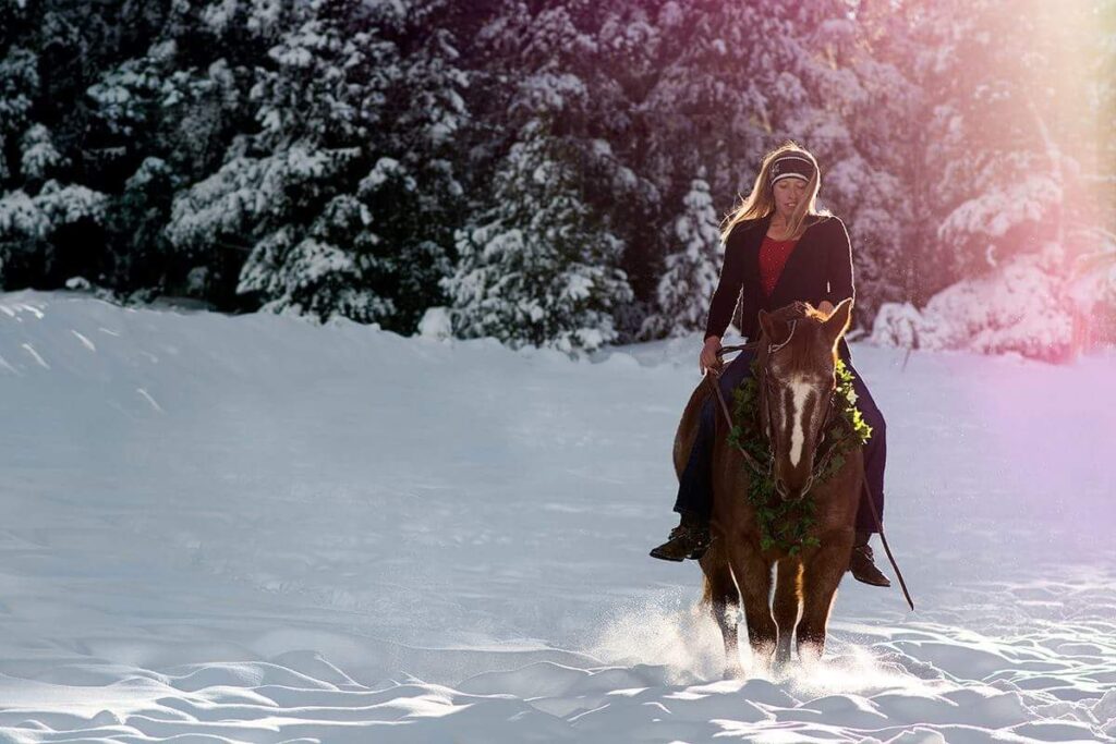 snowy horseback ride