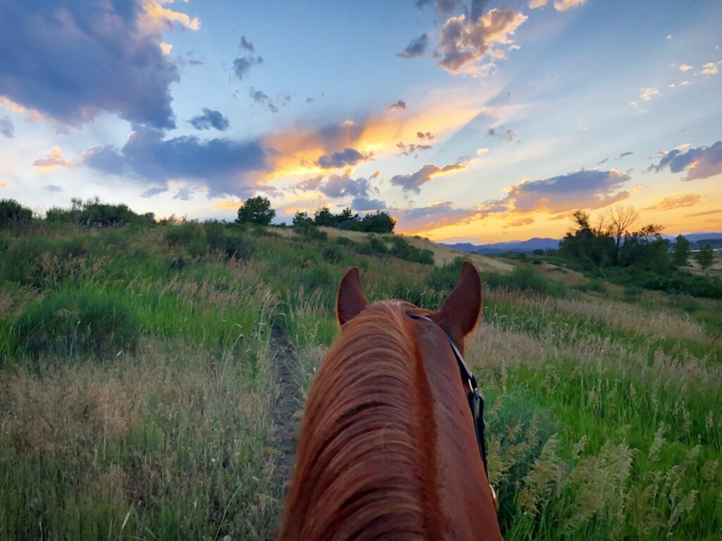 trail riding at sunset near our area